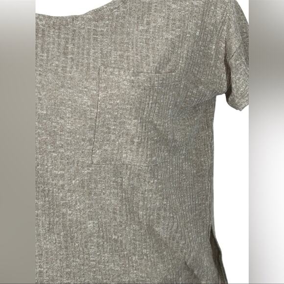 American Eagle Ribbed Oversized Tan Boxy Pocket T-Shirt Size Small - Picture 3 of 13